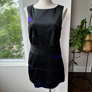 Alice & Olivia Purple and Black Cutout Bandage Silk Mini Dress Size Medium
